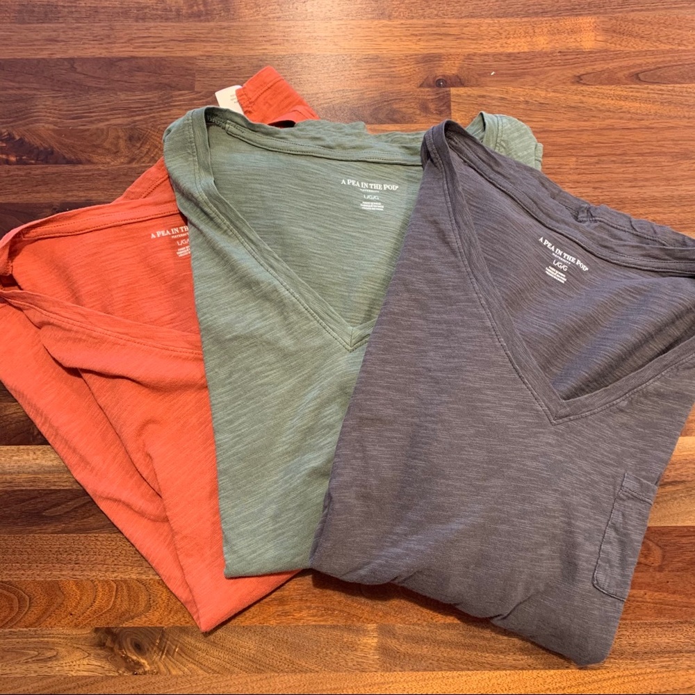 Set of 3 Pea in the Pod V-neck Pocket Tees